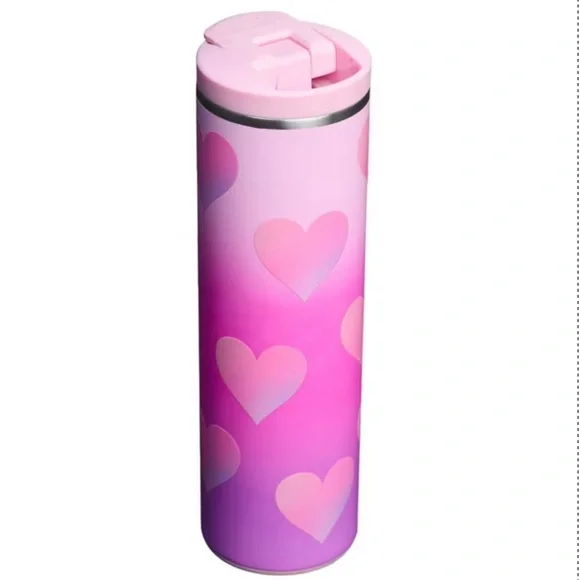 Stanley 16 oz Stainless Steel Aero Light Transit Bottle Powder Pink Heart - Picture 2 of 3